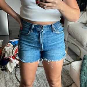 Abercrombie high rise 4” denim shorts